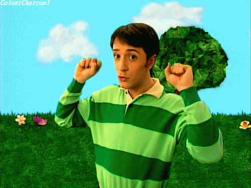 Steve from Blue's Clues closes his eyes and gestures with his hands, as though his mind has just been blown.