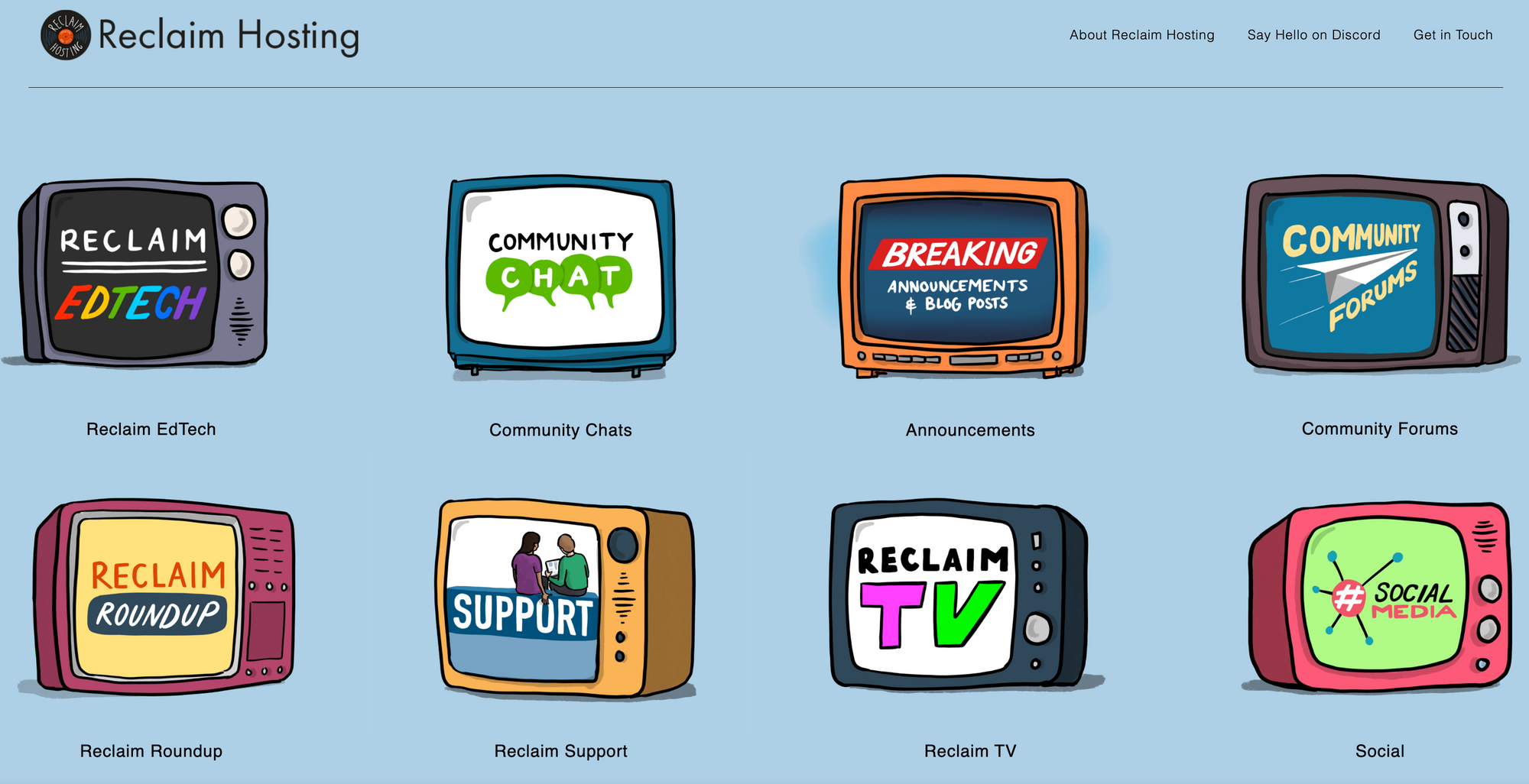 Image of TVs that symbolize different channels for connecting with Reclaim