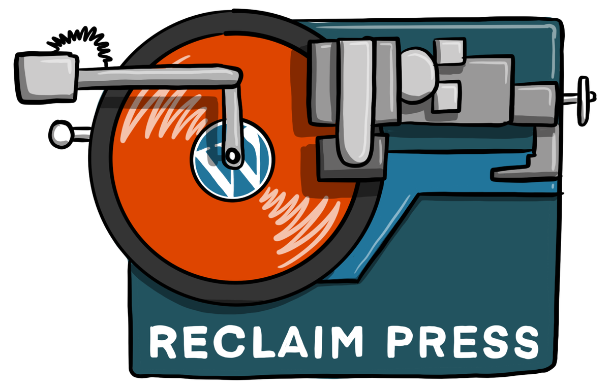 A vinyl record cutter labeled RECLAIM PRESS.